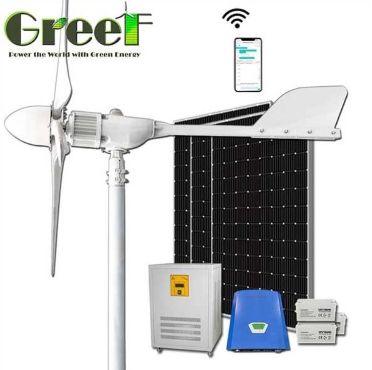 PV Güneş Paneli ile 5 kW Rüzgar ve Güneş Hibrit Jeneratör Sistemi
